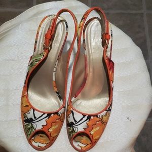 Stuart Weitzman fabric floral shoes
